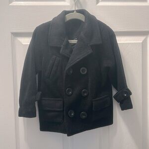 Boys Toddler Black Peacoat: Size: 12-24M